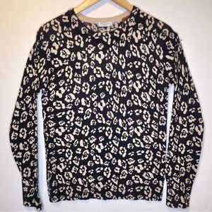 Equipment Femme S 100% Cashmere Graphic Floral Crewneck Sweater Black Iv…
